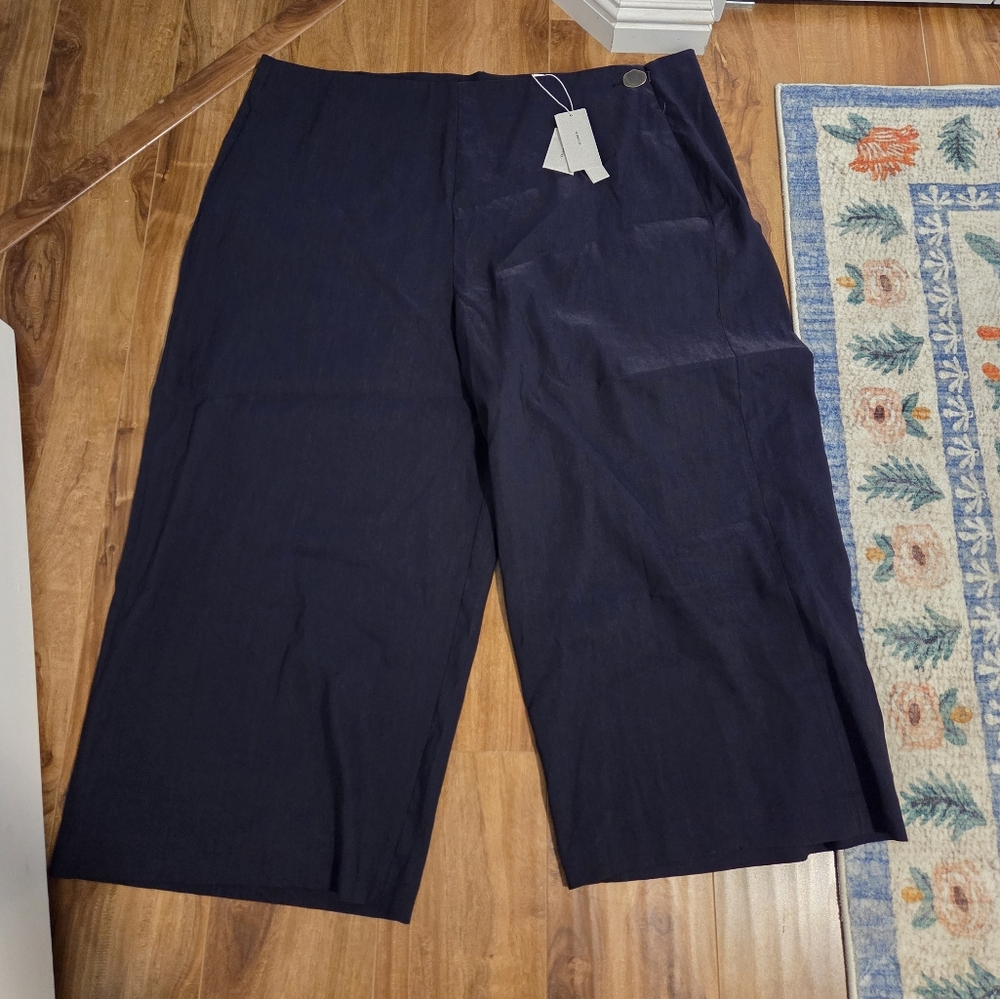 NWT Theory Navy Crop Wide-Leg Pants, Size 22